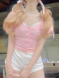 Stetnode Puff Sleeve Pink Slim Short Sleeve Knits