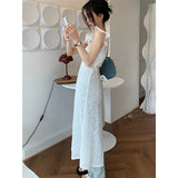 Stetnode Flying Sleeve Dress Women Solid Bandage Hollow Out A Line Midi Dresses Elegant Korean Chic Criss Cross Backless Vestidos