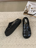 Stetnode Hollow Round-Toe Split-Joint Woven Sandals Slippers&Mules