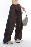 Stetnode back to school spring outfit Viola Solid Color Side Stripe High Waist Baggy Straight Leg Parachute Pants