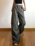 Stetnode Camo Print Ruched Multi Pocket Bound Feet Cargo Jeans