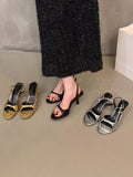 Stetnode Belt Buckle Open Toe Peep-Toe Split-Joint Pumps Sandals Sling Shoes