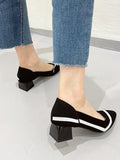 Stetnode Contrast Color Pointed-Toe V-Cut Pumps