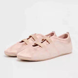 Stetnode Women Retro Ballet Style Flat Shoes Round Toe Shallow Mouth Soft Bottom Leather Shoes Chic Elastic Rope Flat Mary Jane Shoe