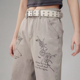 Stetnode Women's Hand Painted Graffiti Jeans