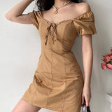 Stetnode Western Khaki Tie Dress ~