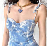 Stetnode Cloudy Sky Tie-Dye Bustier Dress ~