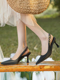 Stetnode Chains Pointed-Toe Split-Joint Sandals Sling Shoes