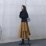 Stetnode Gothic Asymmetrical Cargo Skirts Women Streetwear Punk Irregular High Waist A Line Pleated Skirt Korean Hip Hop Midi Skirt