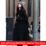 2000s fashion Autumn and Winter Elegant New Year Battle Robe Vintage Woolen Coat Red Long Gold Buckle Woolen Coat for Women