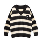 Stetnode Women's Classic Letter P Striped Sweater