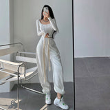 Stetnode back to school spring outfit Alexa Solid Color High Waist Loose Drawstring Sweatpants