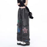 Stetnode Women's Star Graffiti Straight Leg Jeans