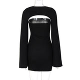 Stetnode Strapless Bodycon Mini Women'S Dresses Long Flare Sleeve Shawn Women'S Sets Elegant Evening Set Women Streetwear ClothesChristmas Gifts