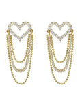 Stetnode Tassel Chain Rhinestone Heart Earring