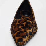 Stetnode Woman Fashion Leopard Print Low Heel Shoes Vintage Pointed Shallow Mouth Single Shoes 2024 Animal Print Office Female Shoes