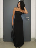 Stetnode Elegant Solid Slim Strapless Slit Elegant Womne'S Dresses Evening Party Club Wholesale Winter Sexy Y2K Casual ClothingChristmas Gifts