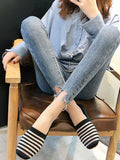 Stetnode Breathable Contrast Color Striped Flat Shoes