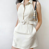 Stetnode 80s Retro Buckle Halter Dress ~