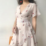 Stetnode 60s Style Cherry Wrap Dress