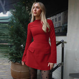 Stetnode Elegant O Neck Long Sleeve Pactchwork Mini Zipper Women'S Dresses Winter Party Club Korean Wholesale Y2K Casual ClothesChristmas Gifts