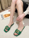 Stetnode Chains Open Toe Split-Joint Square-Toe Slippers