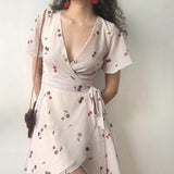 Stetnode 60s Style Cherry Wrap Dress