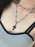 Stetnode Double Layered Beads Cross Necklace