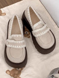 Stetnode Round-Toe Shallow Cut Split-Joint Loafers Platform Shoes