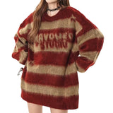 Stetnode Women's Vintage Striped Mink Sweater