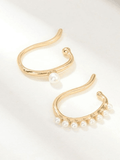 Stetnode 2pcs Faux Pearl Decor Cuff Earring