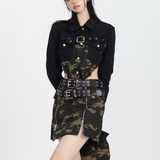 Stetnode Women's High Street Camouflage Stitching Outfit Sets