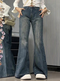 Stetnode Vintage High Rise Raw Trim Flare Jeans