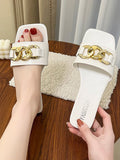 Stetnode Chains Open Toe Split-Joint Square-Toe Slippers