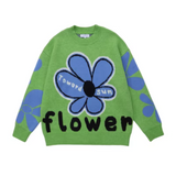 Stetnode Women's Loose Blue Sunflower Sweater