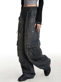 Stetnode Vintage Distressed Multi Pocket Cargo Jeans