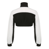 Stetnode Women's Motorcycle Style Stand Collar Cropped Jacket