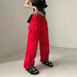 Stetnode Y2K Cargo Pants Women Streetwear High Waist Baggy Drawstring Joggers Sweatpants Loose Casual Oversize Wide Leg Trousers