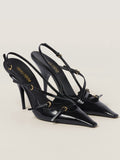 Stetnode Belt Buckle Hollow Pointed-Toe Split-Joint Pumps Sandals Sling Shoes