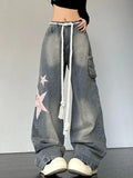 Stetnode Vintage Star Patch Print Boyfriend Jeans