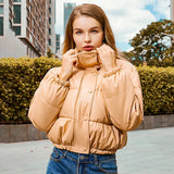 Stetnode Outfit Fashion Warm Thick PU Leather Coat Women Winter Short Parka Fashion Cotton Padded Lady Jacket Elegant Zipper Clothe Outwear