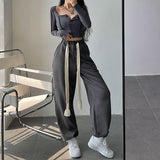 Stetnode back to school spring outfit Alexa Solid Color High Waist Loose Drawstring Sweatpants