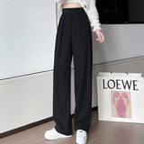 Stetnode Autumn Fashion Black Design Tailored Trousers Women Loose Casual High Waist Pants Korean Street Lady Draped Trousers New