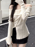 Stetnode Long Sleeve Off-Shoulder Ribbed-Knit Sweater