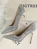 Stetnode Pointed-Toe Sequined Shallow Cut Pumps