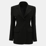 Stetnode Spring Outfits Elegant Women's Slim Fit Suit Jacket Fashion Solid Long Sleeve Pockets Single Breasted Lapel Female Blazer Coat Street Outerwear