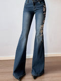 Stetnode Blue Vintage Niche Flare Jeans