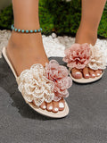 Stetnode Contrast Color Flower Shape Hollow Open Toe Slippers