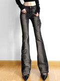 Stetnode High Rise Ruched Bow Flare Jeans