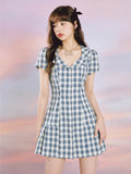 Stetnode College Plaid Pleat Dress ~